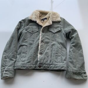 Vintage Rare Y2K Earl Jean Faux Corduroy Jacket Military Green SzM Aso Friends